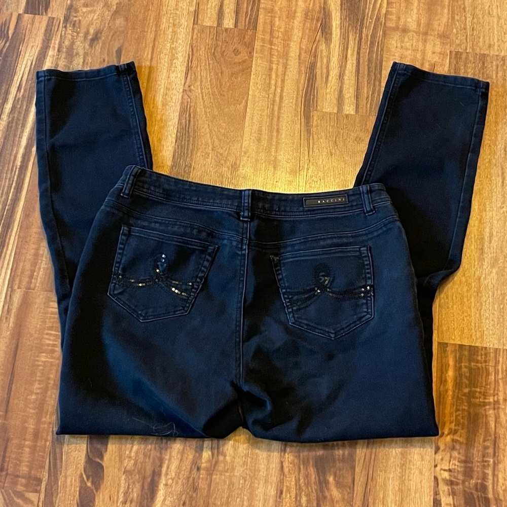 BACCINI Skinny Black Jeans with sequin design on pockets